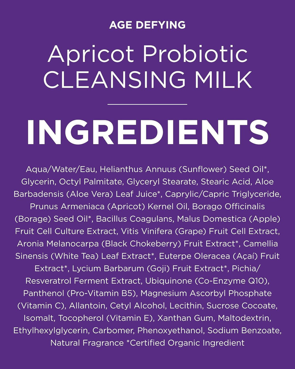 Apricot Probiotic Facial Cleansing Milk - Nourishing & Hydrating, 6 Fl Oz