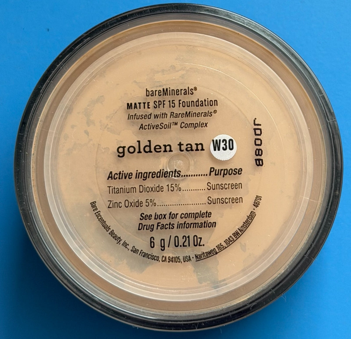 BareMinerals Matte Foundation SPF 15 - Golden Tan W30, 6g Face Makeup