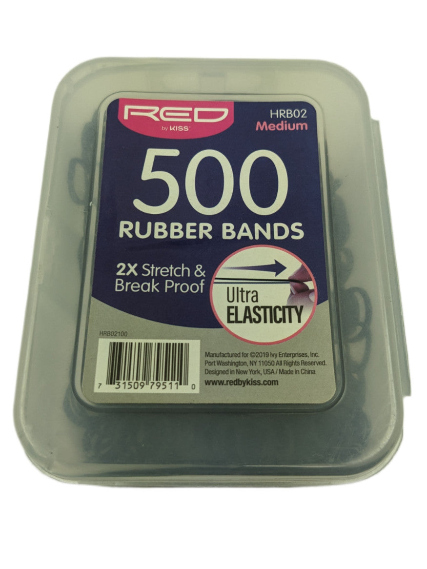 RED by Kiss HRB02 500 Medium Rubber Hair Bands 1/2" 2X Stretch Break