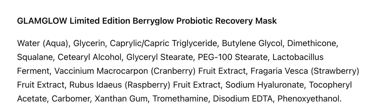 Glamglow Berryglow Probiotic Recovery Mask 1 oz