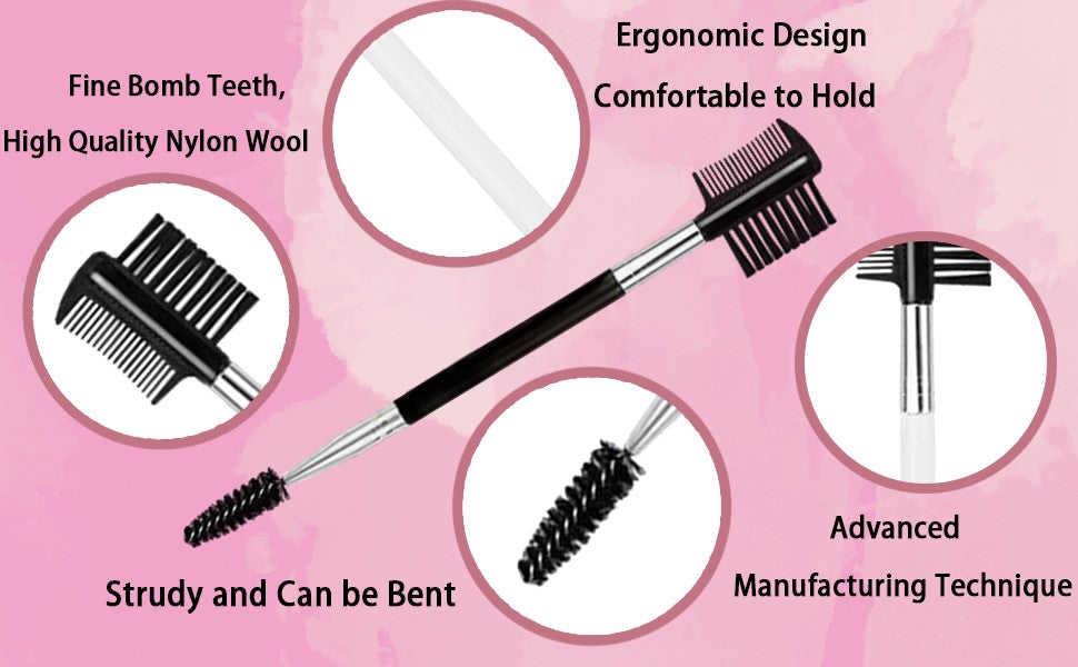 2PCS Eyebrow and Eyelash Grooming Brush Set - 3 Head Makeup Tools