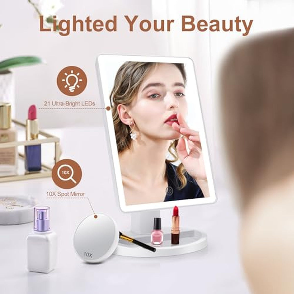 Lighted Makeup Vanity Mirror with 72 LED Lights and 3 Color Settings