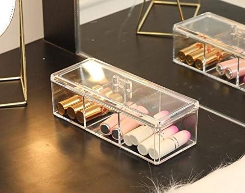 Clear Acrylic Storage Box with Lid - 9.3x3x3.7 Inch Organizer for Makeup Jewelry Office Supplies