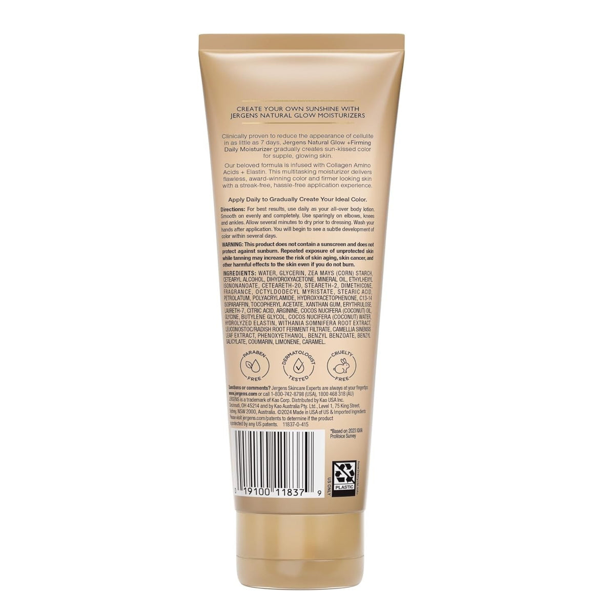Jergens Natural Glow Firming Self-Tanning Body Lotion, Fair to Medium, 7.5 oz - 2 Pack