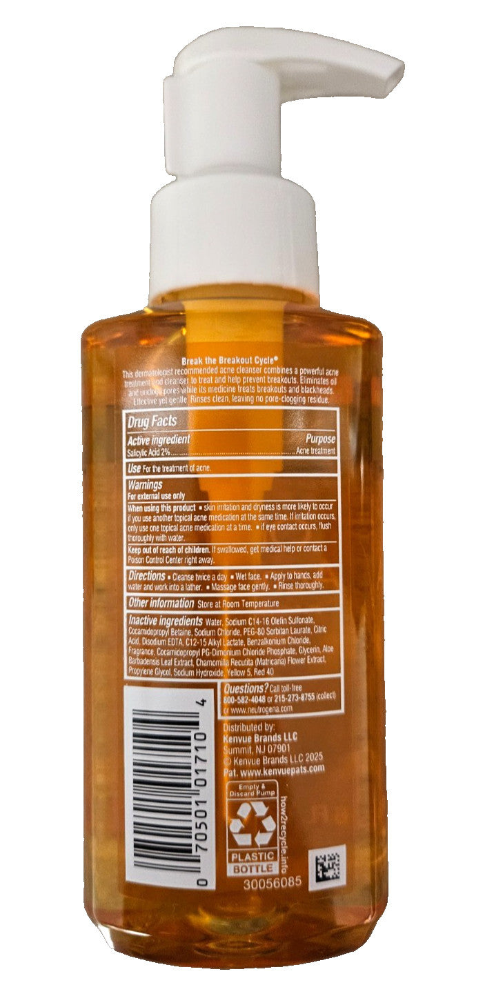 Neutrogena Oil-Free Acne Wash Medicated Facial Cleanser with Pump 6oz - Pack of 2