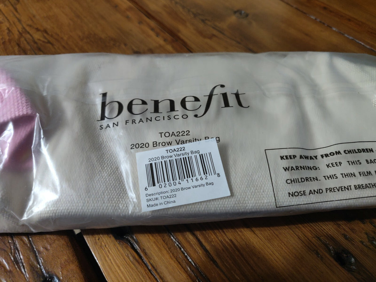 Benefit Cosmetics San Francisco Brow Varsity Make Up Bag Canvas Zipper