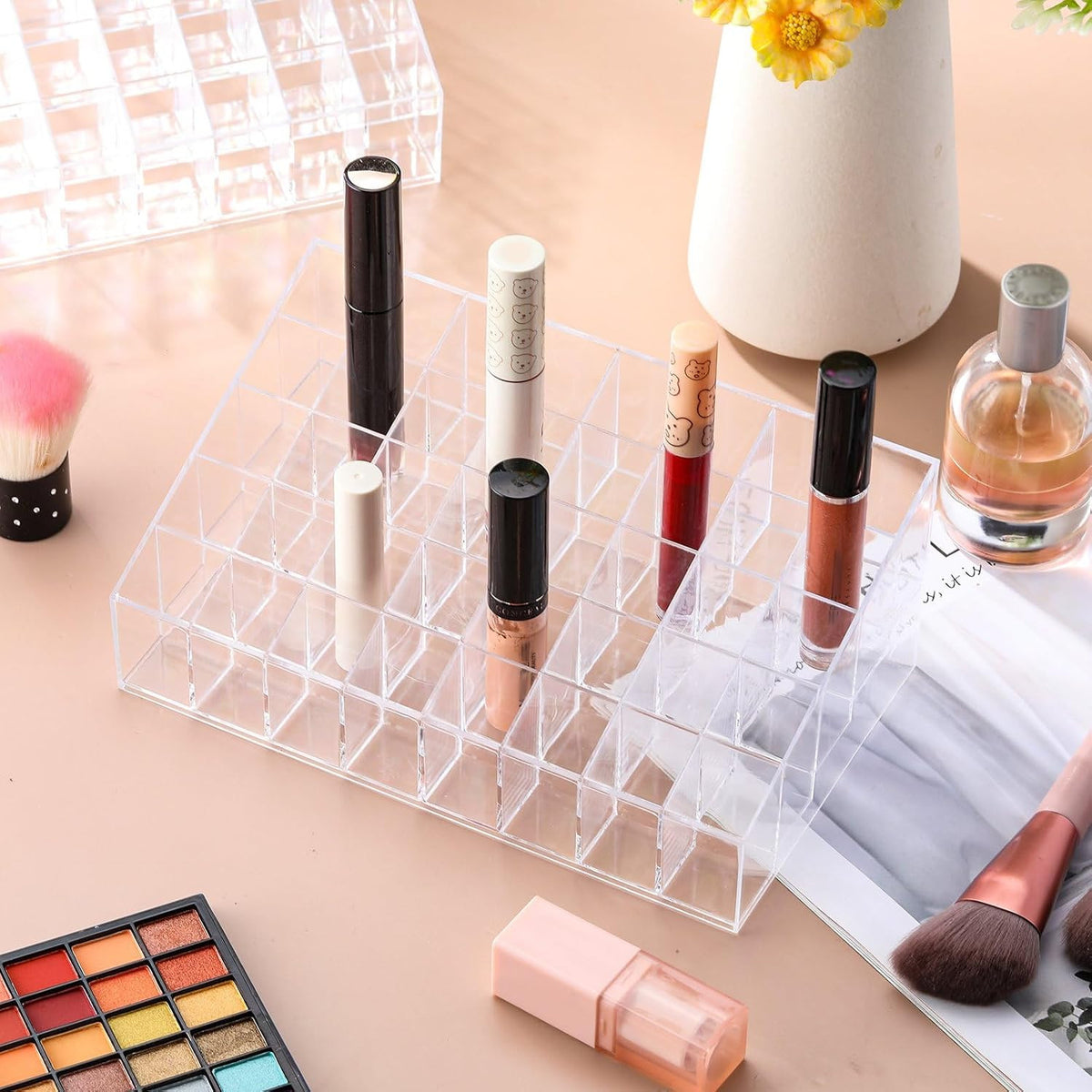 4-Pack Lipstick Organizer with 40 Slots Clear Acrylic Makeup Storage