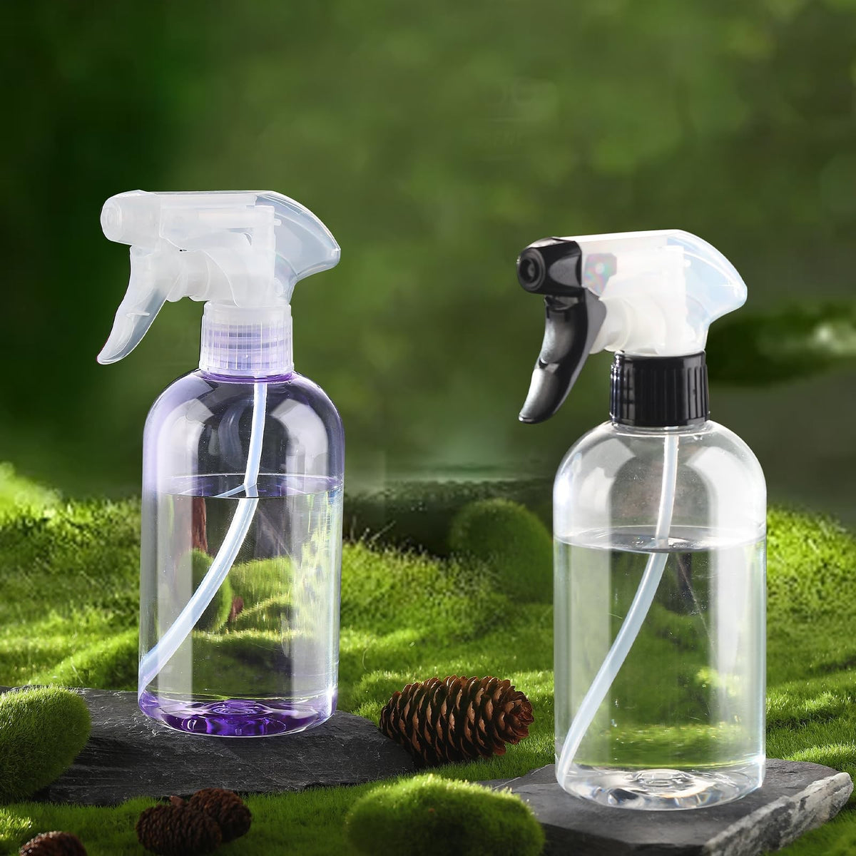 Plastic Spray Bottles 10oz BPA-Free Refillable Water Spray Bottles - Purple, Pack of 2