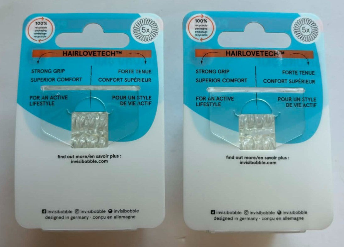 2 Invisi Bobble Strong Grip Clear Hair Ring Value Pack 5 Cnt Ea