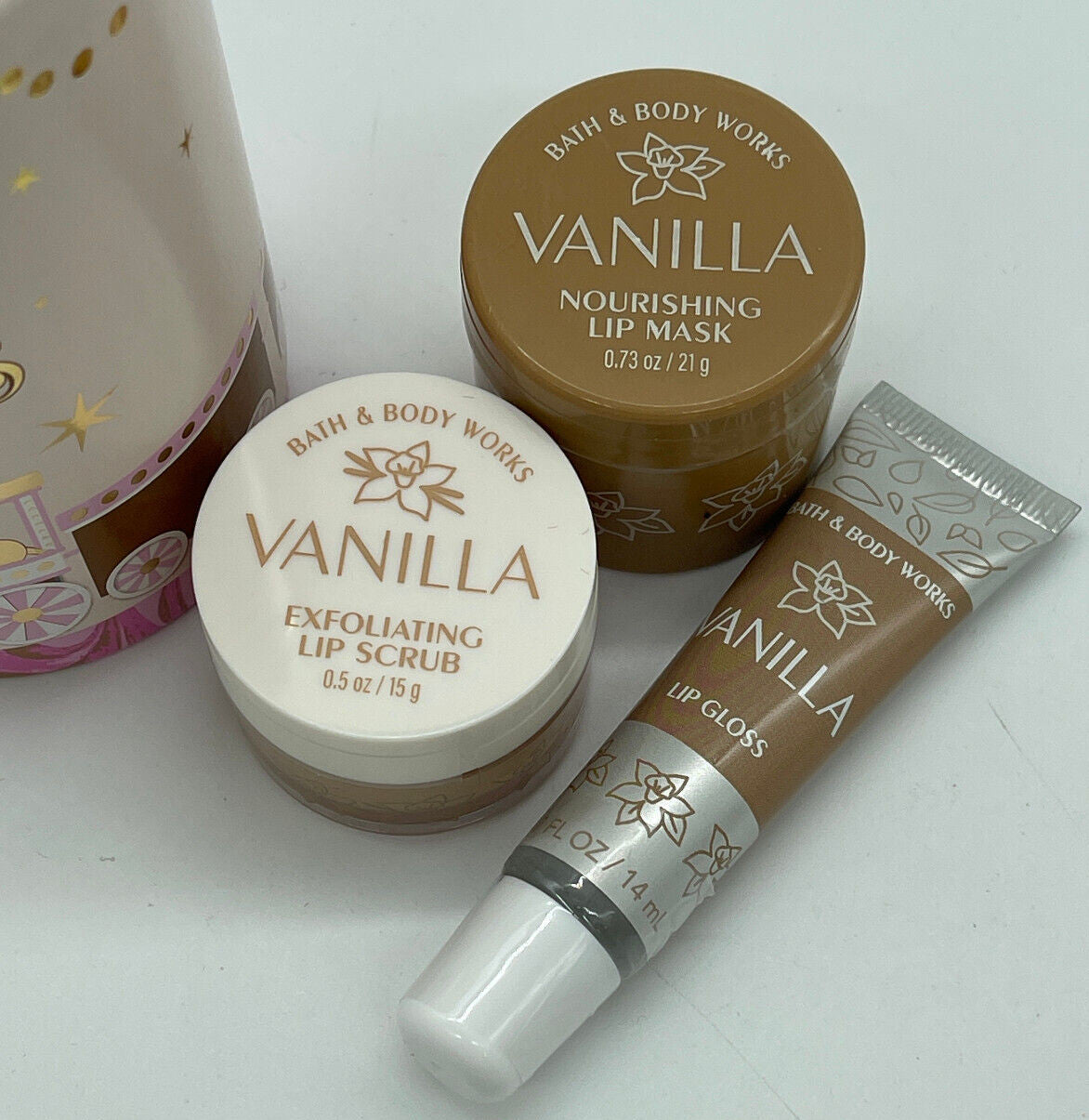 Vanilla Lip Care Gift Set with Lip Mask, Exfoliating Scrub & Gloss