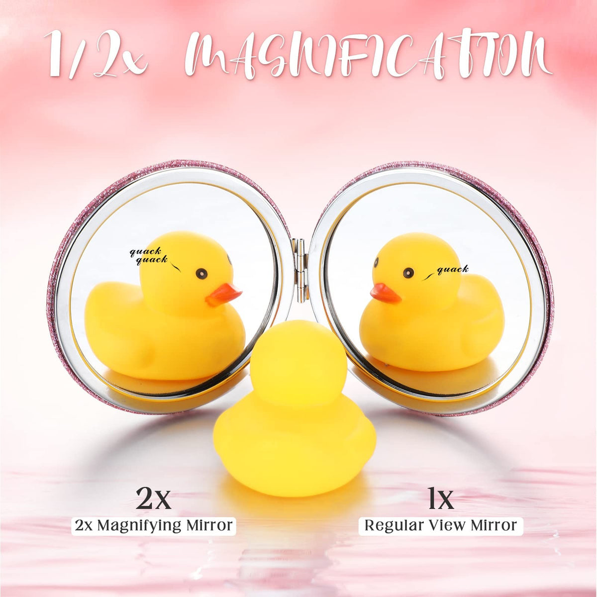 12-Pack Pink Double-Sided Compact Mirrors for Women and Gifts