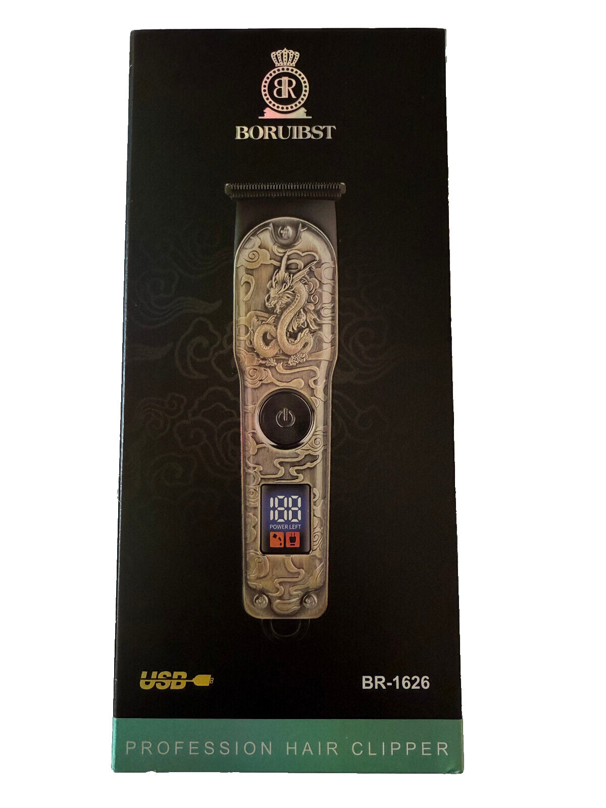 Professional Hair Clipper Trimmer with Dragon Design - USB Rechargeable Gift Set