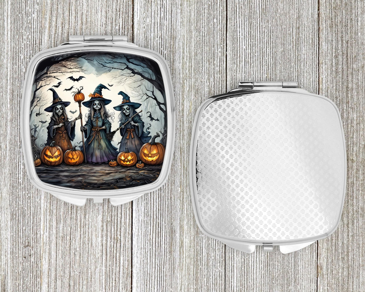 Halloween Witches Compact Travel Mirror - Spooky Decorative Makeup Mirror