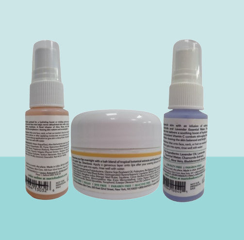 Lip Mask & Facial Spray Set - Lavender & Rosewater Skin Care Kit - 3 Pieces