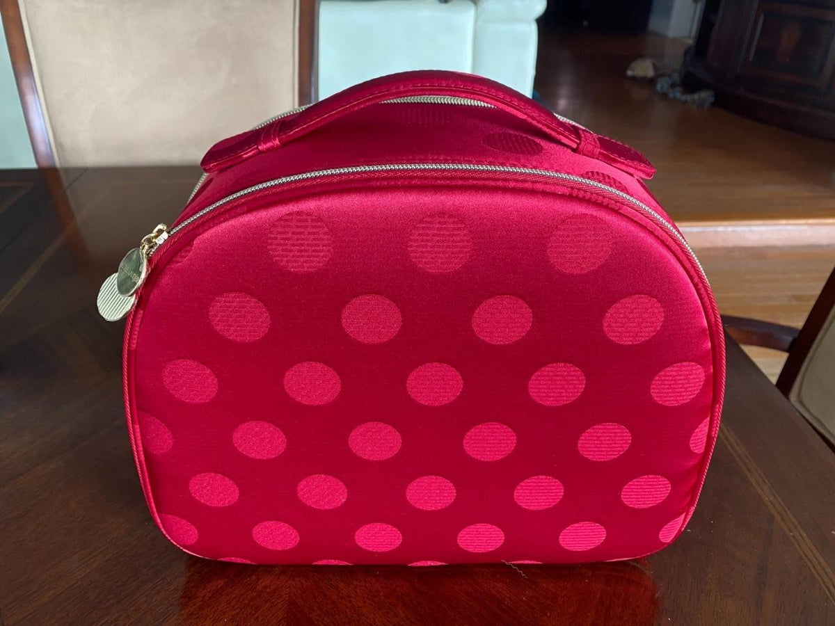 Limited Edition Makeup Train Case Travel Bag with Double Zippers - Red