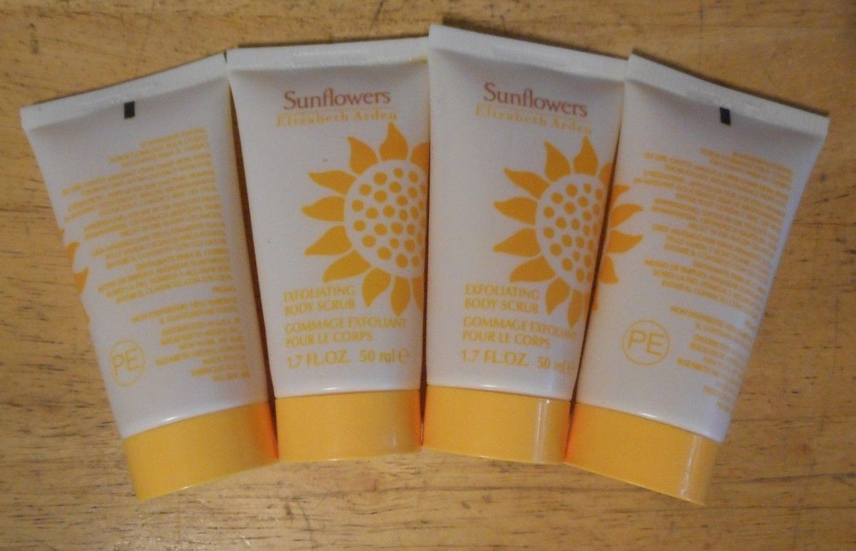 4 tube lot ELIZABETH ARDEN SUNFLOWERS EXFOLIATING BODY SCRUB unsealed