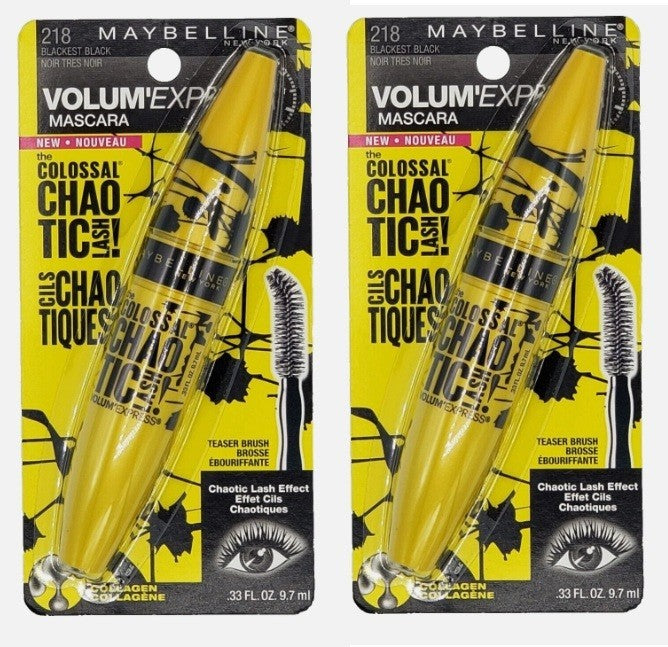Maybelline Volum'express Colossal Mascara - Blackest Black, Pack of 2
