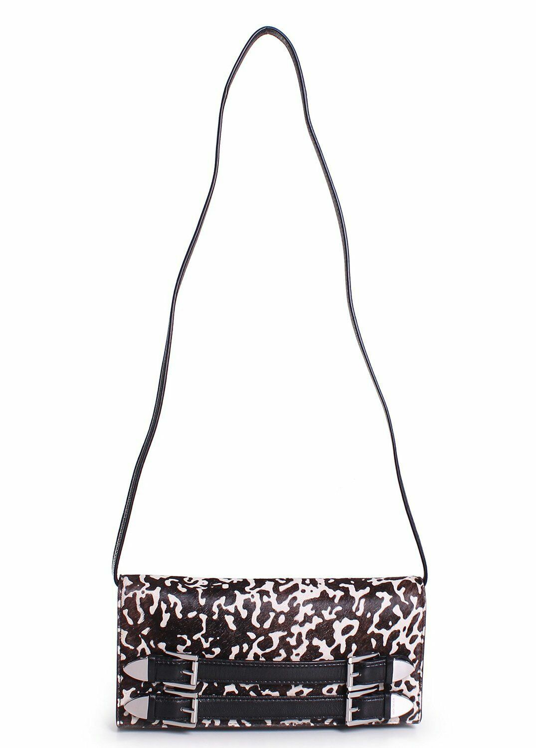 Leather Crossbody Clutch Bag with Haircalf Print - Michael Kors Robin