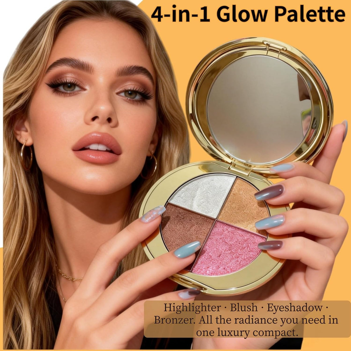 Highlighter & Blush Face Palette - Multi-Shade Makeup Set for Radiant Look