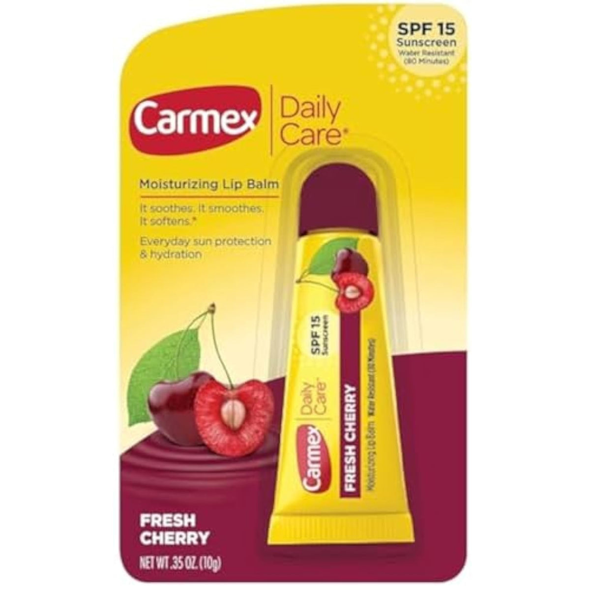 Moisturizing Lip Balm SPF 15 - Fresh Cherry, Long-Lasting Hydration, 4 Pack