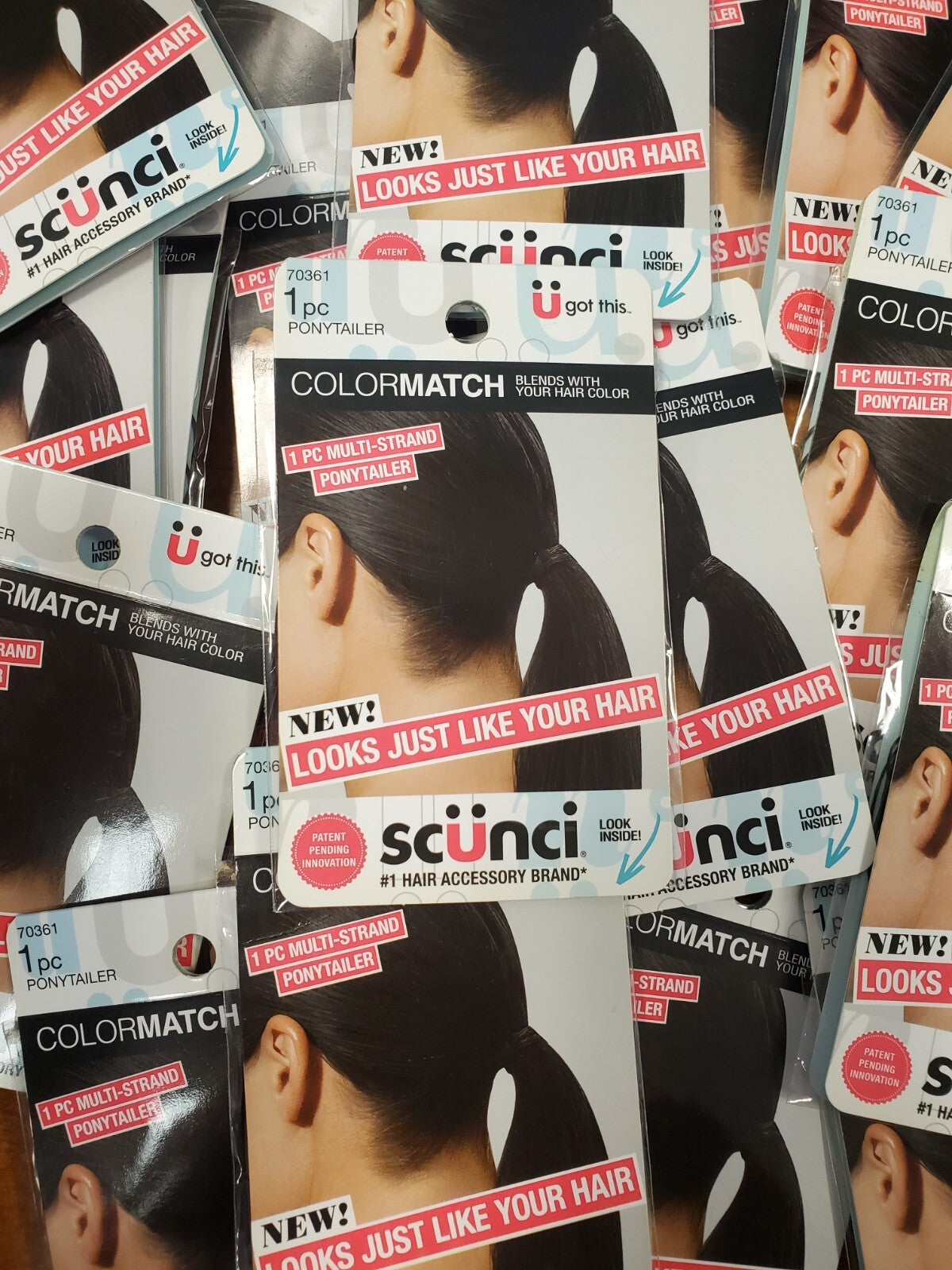 Scunci Color Match Multi Strand Ponytailer *BLACK* *CHOOSE QUANTITY