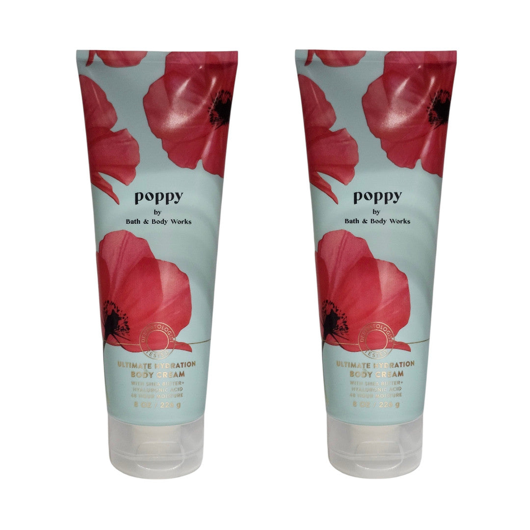 2 NEW Bath & Body Works Poppy Ultimate Hydration Cream,8 oz