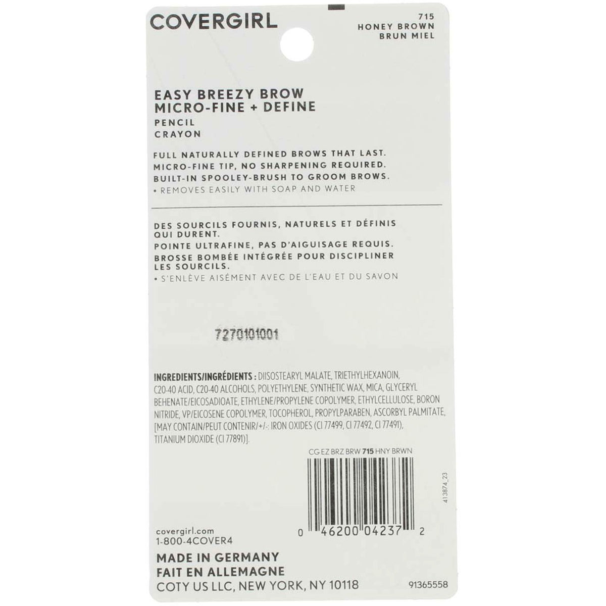 Micro-Fine Brow Pencil with Spoolie - Washable, Honey Brown