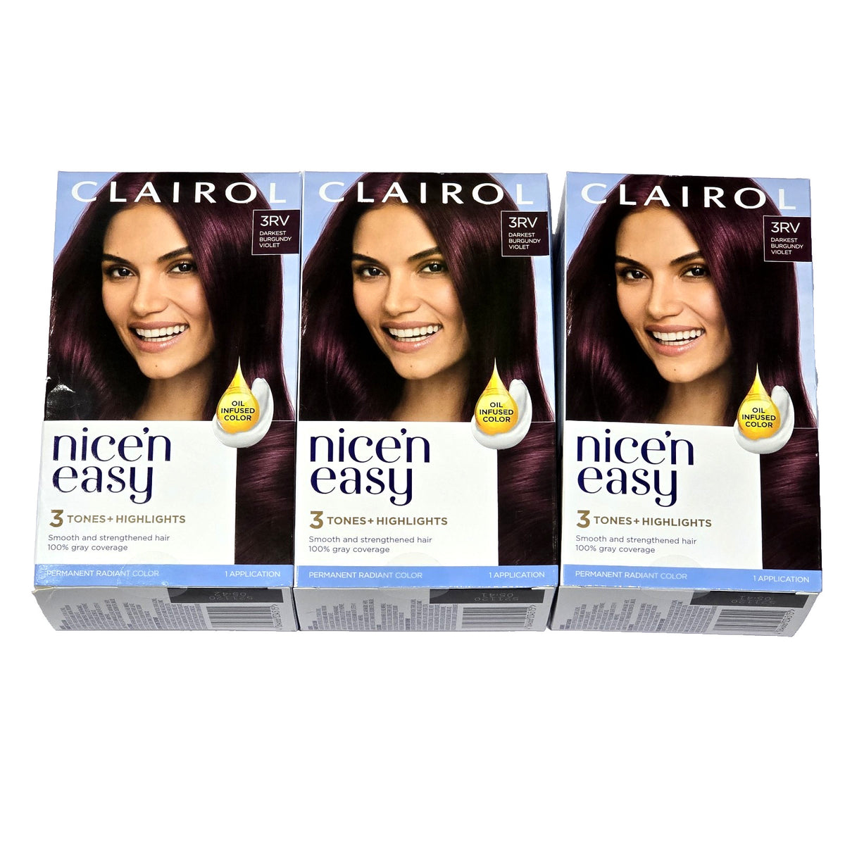 Clairol Nice'n Easy 3RV Hair Color - Darkest Burgundy Violet, 3 Pack