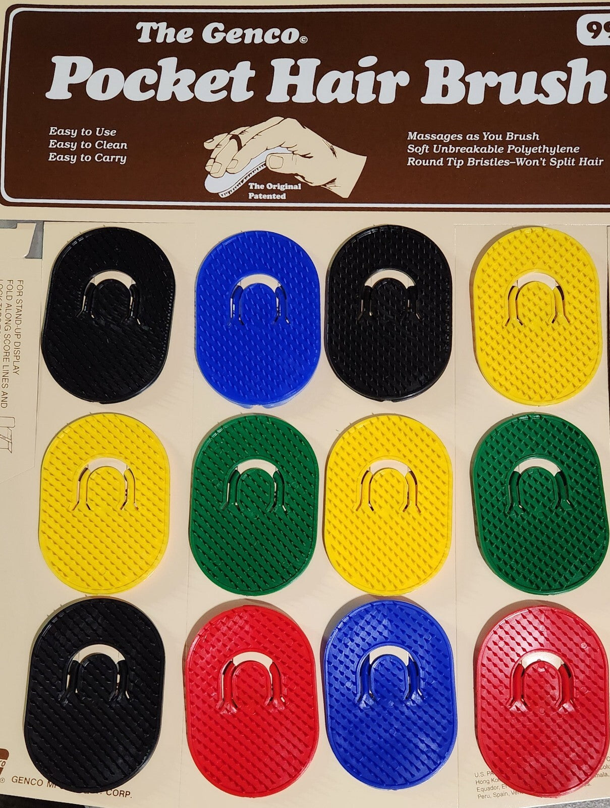 Pocket Hair Brush Set - Assorted Colors, Wholesale 24 Pack