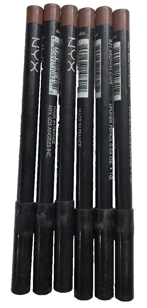Lip Liner Pencil 821 Brown Cafe Pack of 6 - Long-lasting Lip Makeup