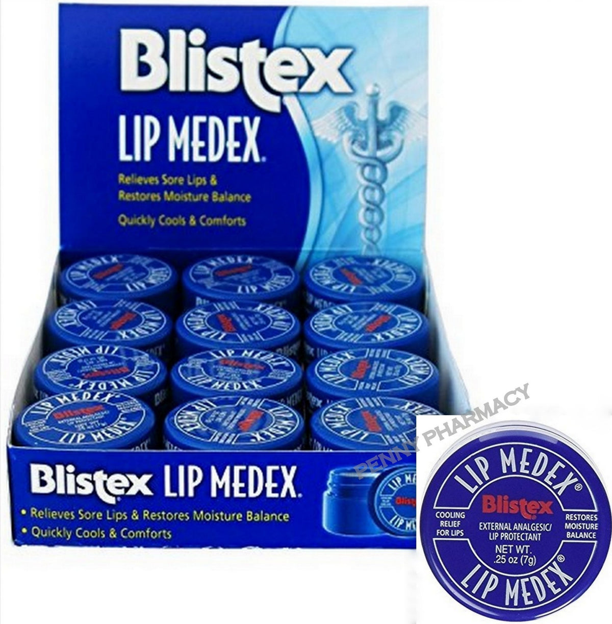 Lip Medex Lip Balm Jar - Relief for Chapped Lips & Cold Weather Protection - 0.25oz, Pack of 3