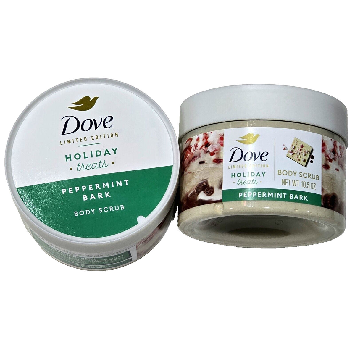 Dove Limited Edition Peppermint Bark Body Scrub 2 Pack - Holiday Treats 10.5oz