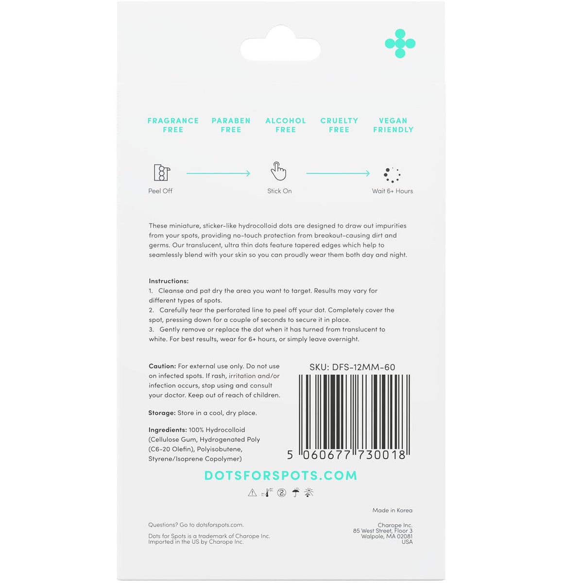 Translucent Hydrocolloid Acne Patches - Fast-Acting, Vegan, 60 Count