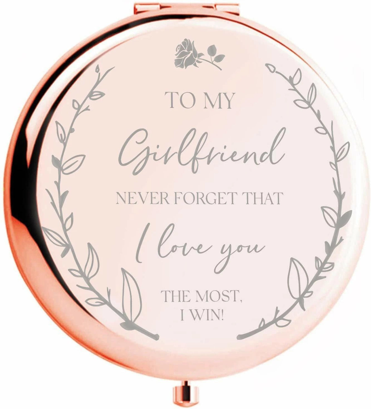 Rose Gold Compact Makeup Mirror with Magnification - Girlfriend Gift, Elegant Portable Mirror