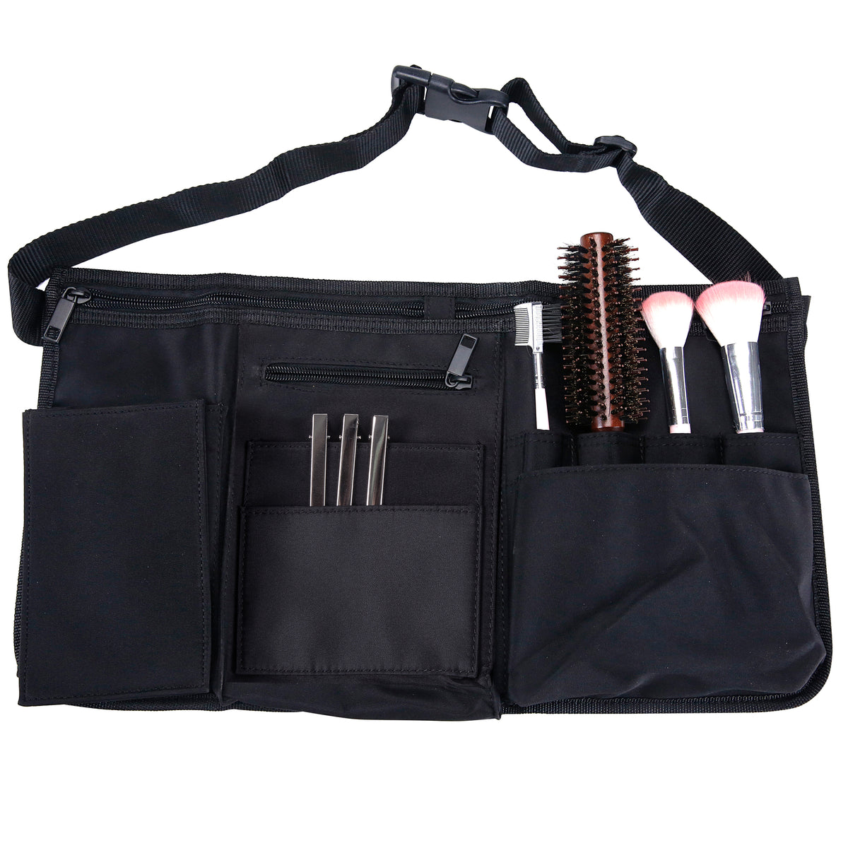 Professional Makeup Artist Canvas Waist Apron with Multiple Pockets - Black