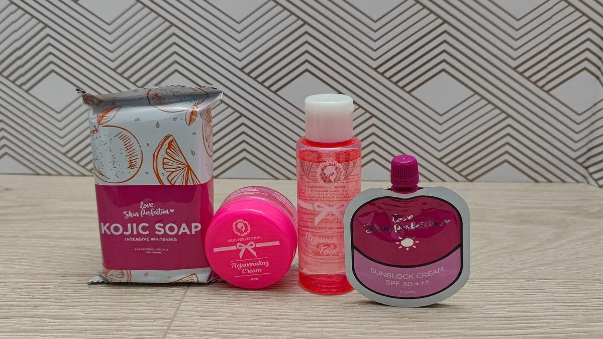 Skin Perfection Rejuvenating Skin Care Set with Kojic Soap & SPF 45