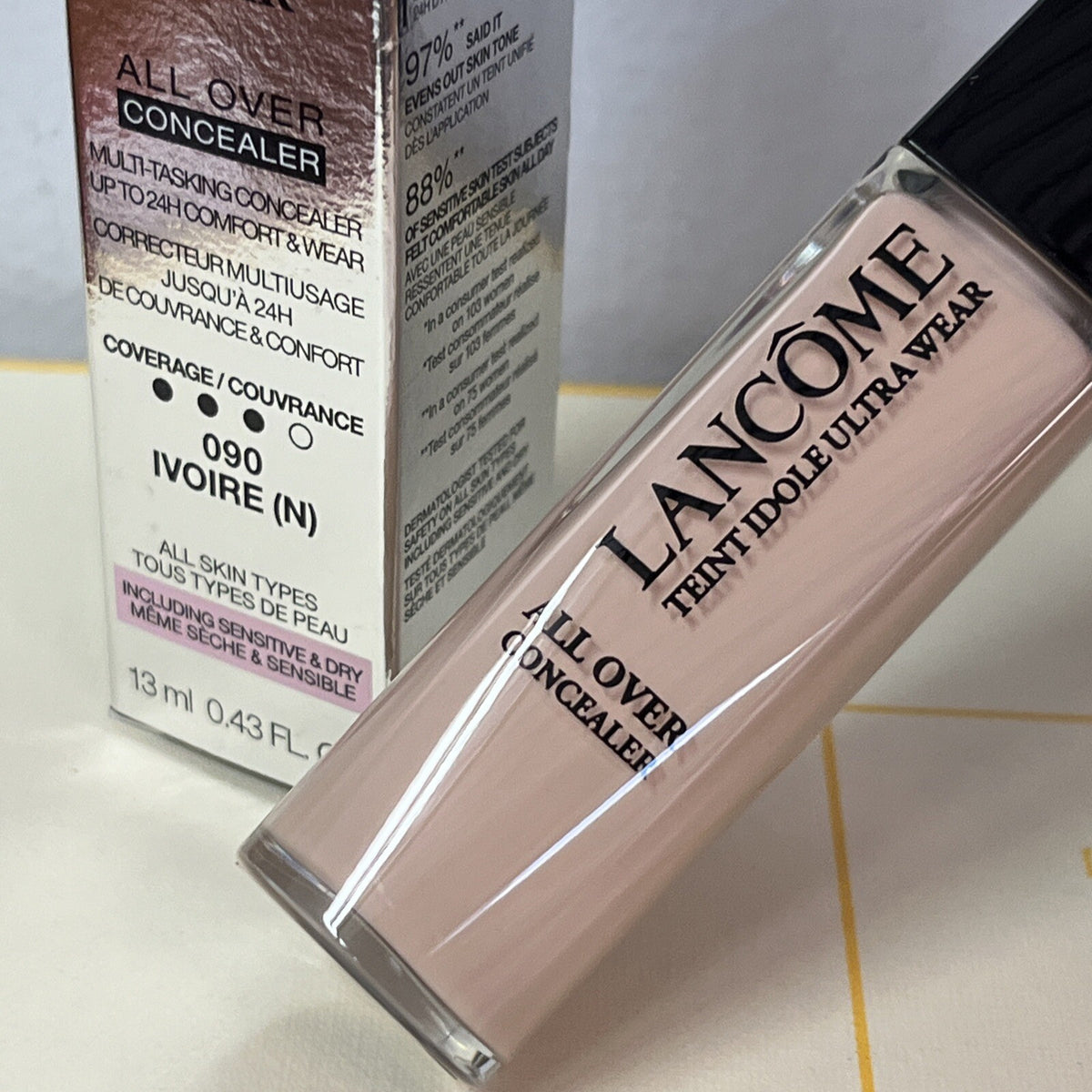Lancome Teint Idole Ultra Wear Concealer 090 Ivoire Full Size 0.43oz - Flawless Face Makeup