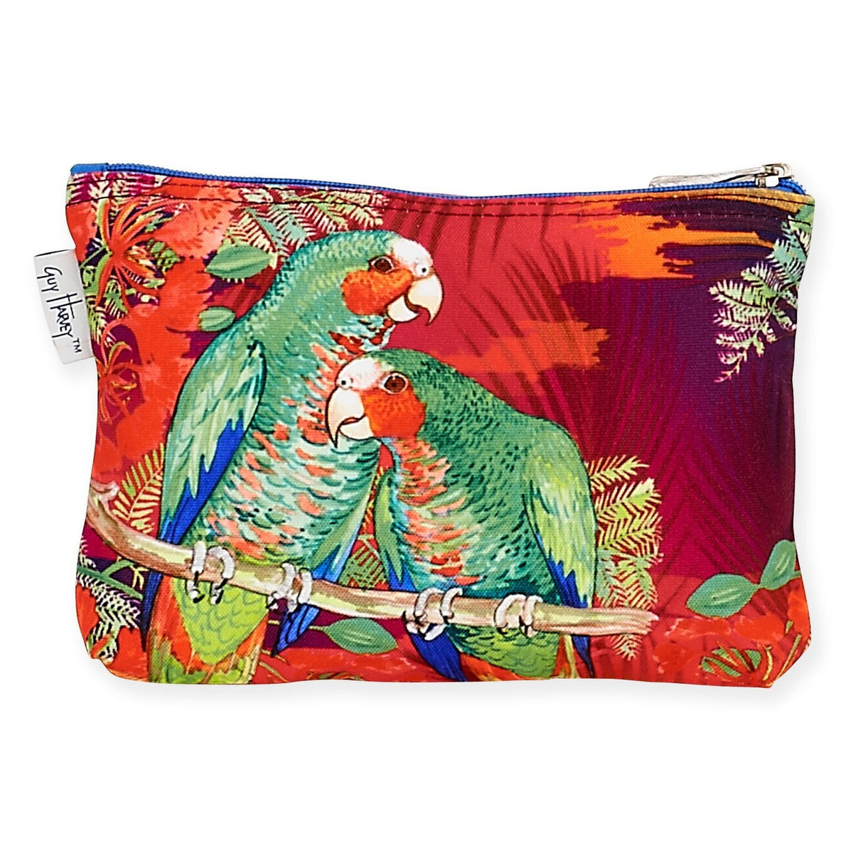 Guy Harvey Parrots Cosmetic Bag - 9 Inch Marine Wildlife Design