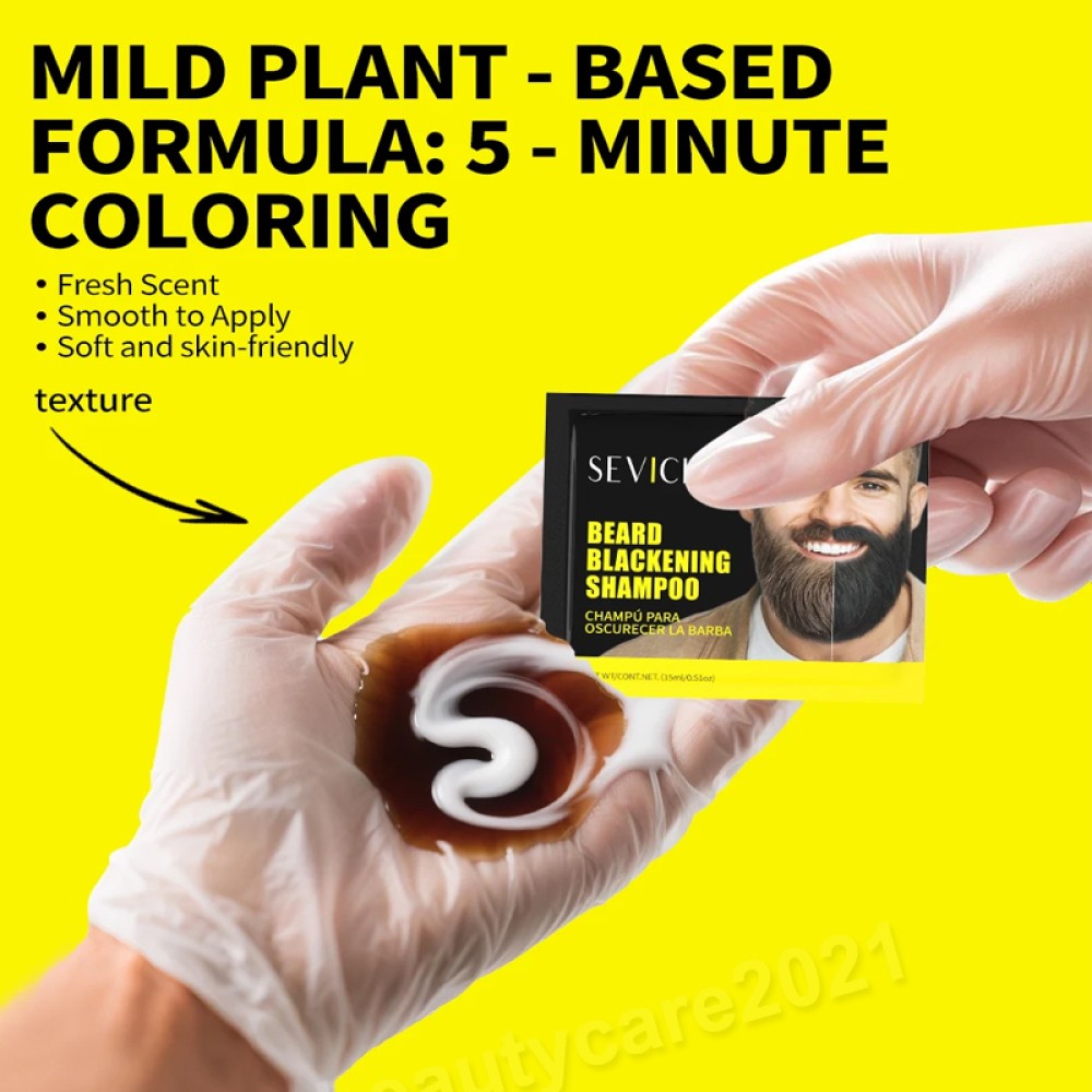 Beard Blackening Shampoo for Men - Instant Black Color 10x15ml
