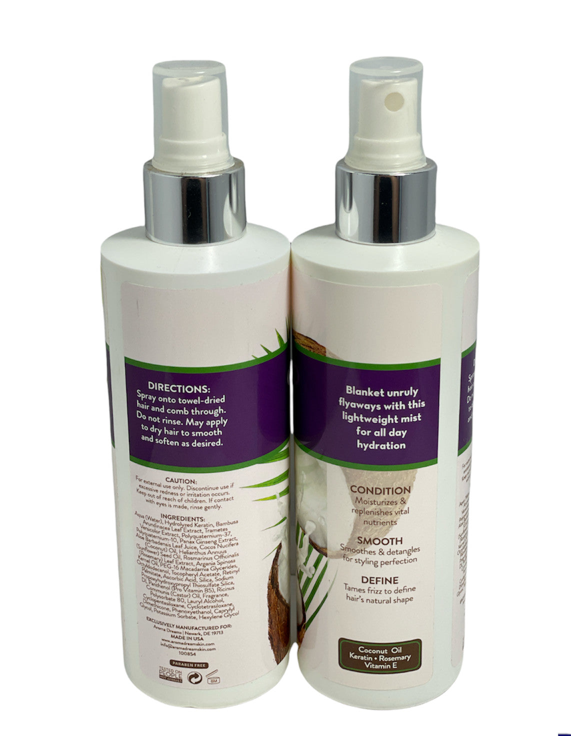 Hydrating Coconut Keratin Leave-In Conditioner - 8oz / 240ml, Lot of 2