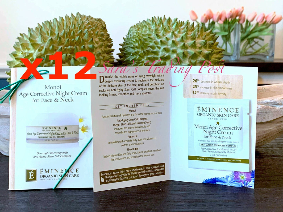Eminence Monoi Age Corrective Night Cream Face & Neck Sample Set - 12 Cards 1.2oz