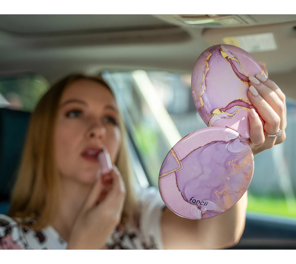 LED Lighted Travel Makeup Mirror - Rechargeable 5-inch Double-Sided Magnification