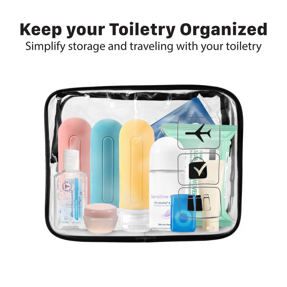 TSA Approved Clear Travel Toiletry Bag - Small Makeup & Cosmetic Organizer