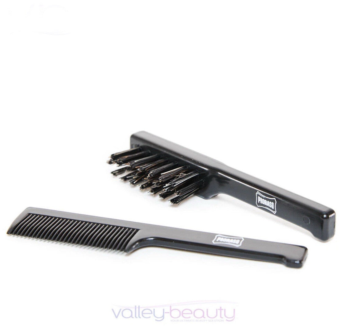 Travel Mustache Comb and Beard Brush Set - Compact Facial Grooming Kit