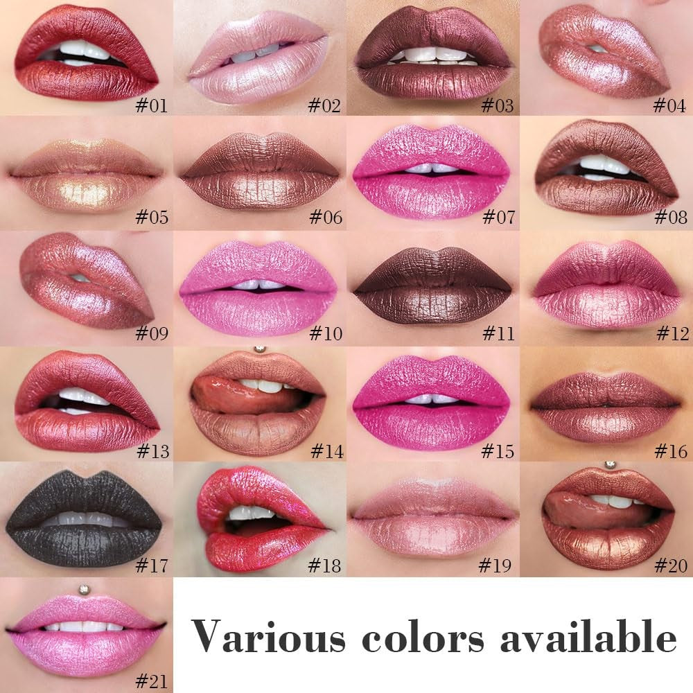 2-in-1 Metallic Lipstick & Lip Liner Set - Vegan & Cruelty-Free, 20pcs