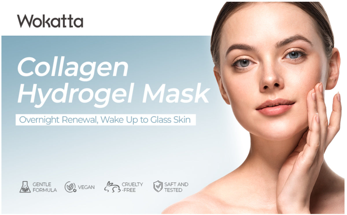 Collagen Hydrogel Face Mask, Overnight Hydrating Sheet Mask 30g×6ea