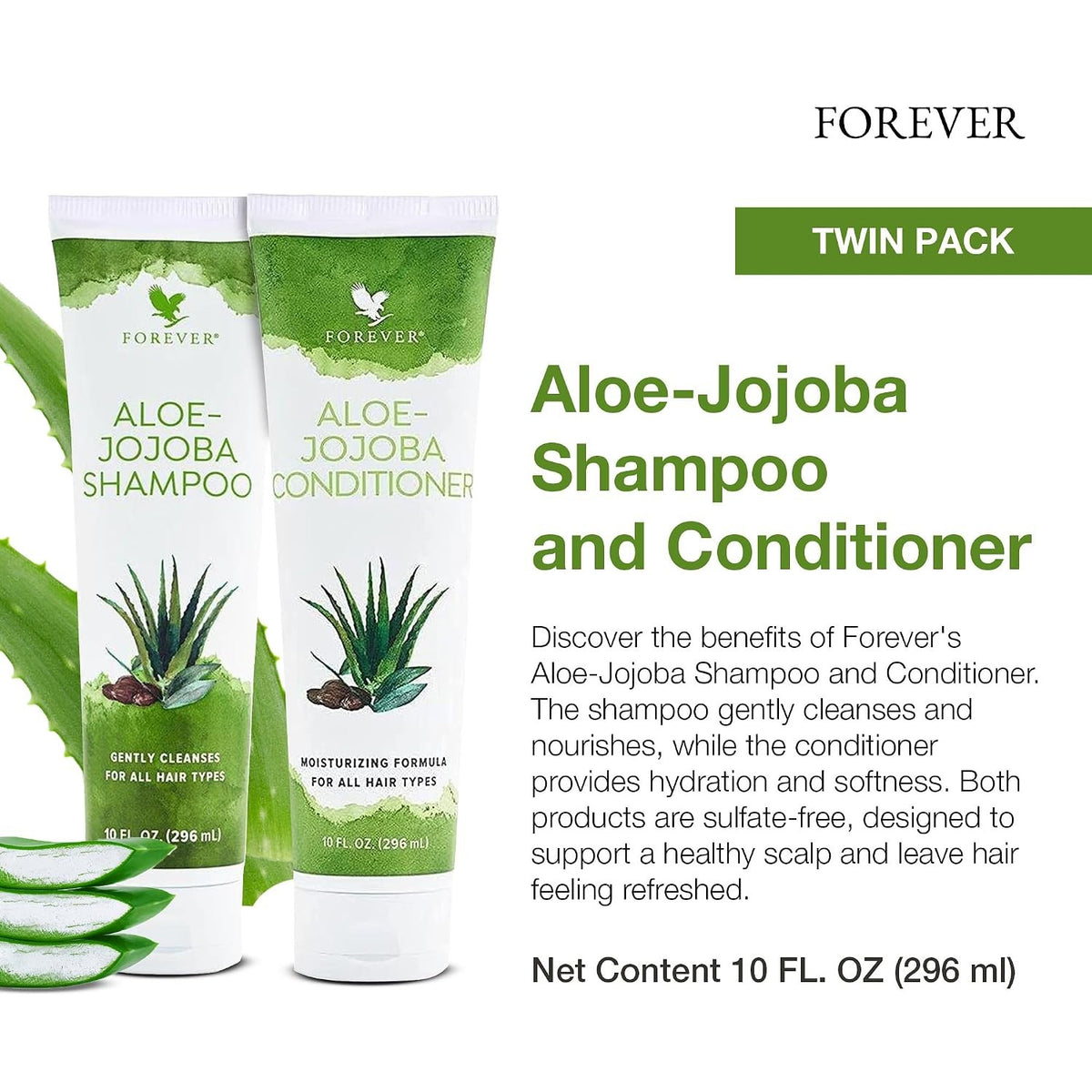 Hair Care Shampoo & Conditioner Set with Aloe Vera and Jojoba Oil - Nourishing & Gentle