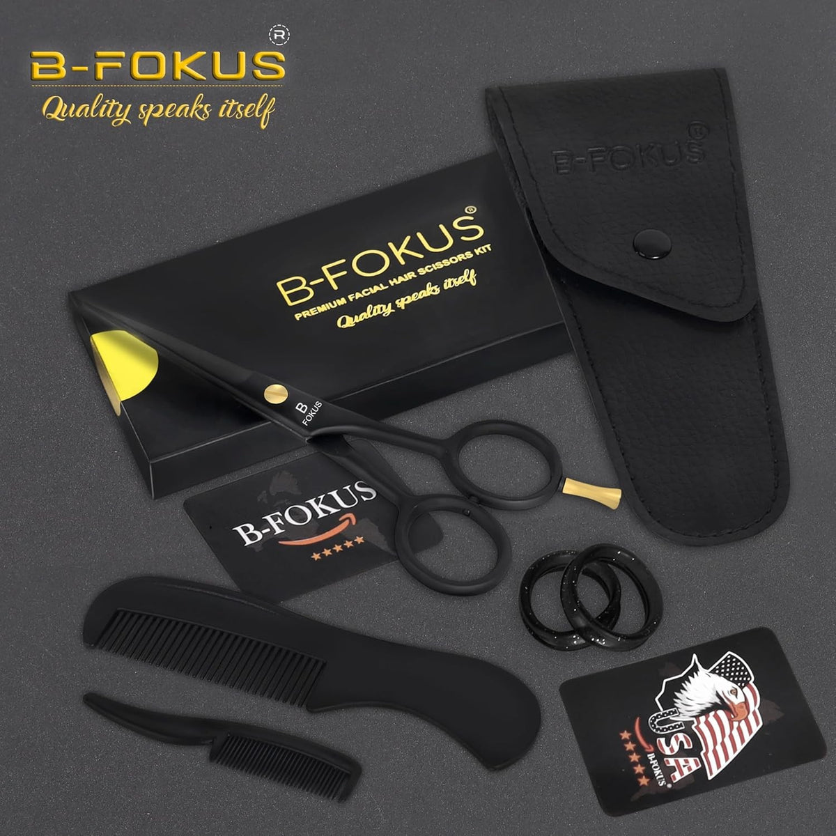 Professional Beard and Mustache Scissors - 5 Inch Stainless Steel Grooming Shears