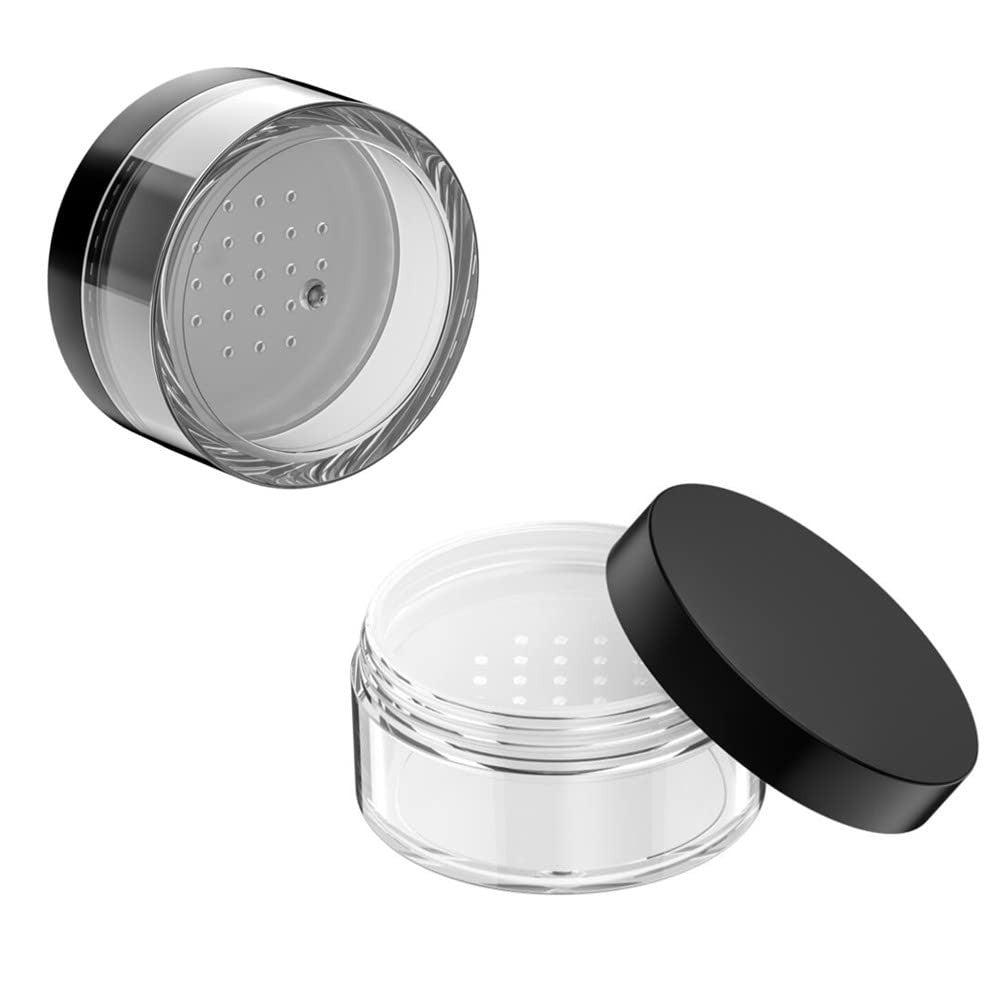 50g Plastic Powder Puff Case with Net Sifter - Black, Portable Makeup Storage