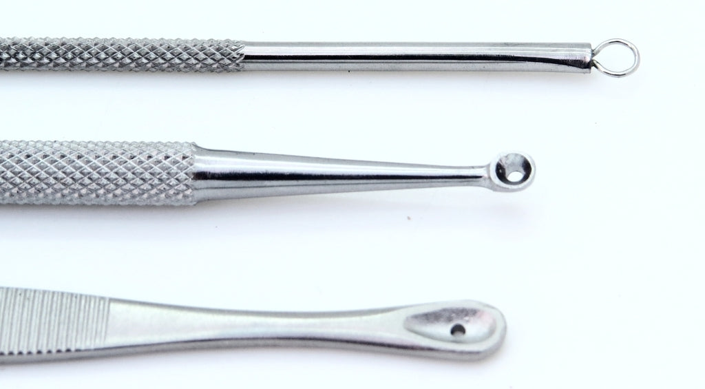 Professional Blackhead Comedone Pimple Extractor Set of 3 - Acne & Blemish Removers